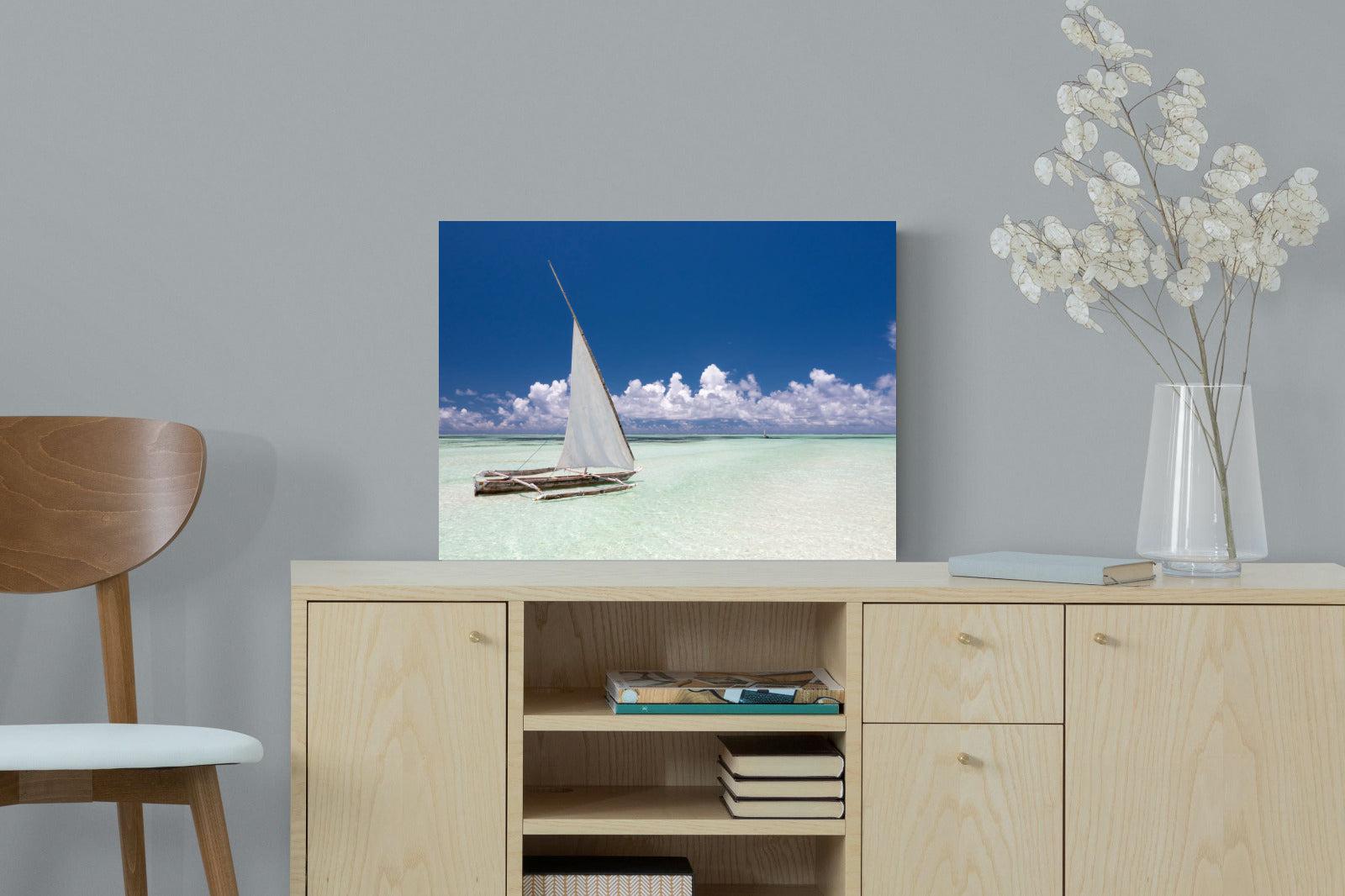 Dhow on Blue-Wall_Art-60 x 45cm-Mounted Canvas-No Frame-Pixalot