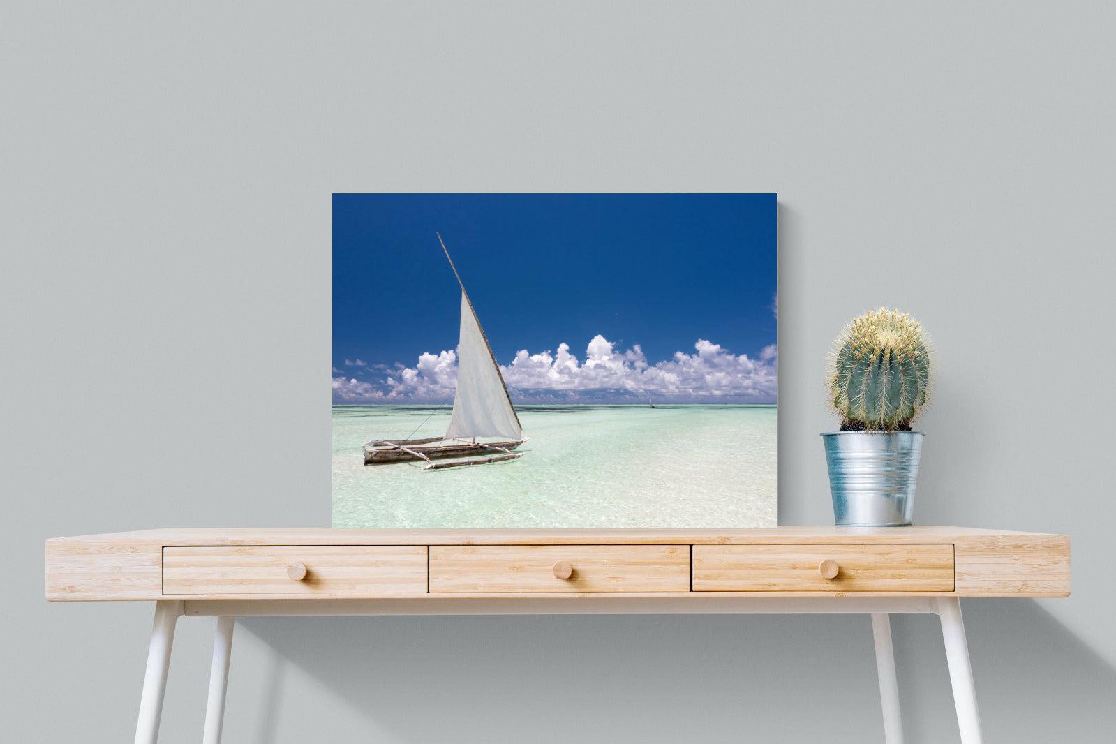 Dhow on Blue-Wall_Art-80 x 60cm-Mounted Canvas-No Frame-Pixalot