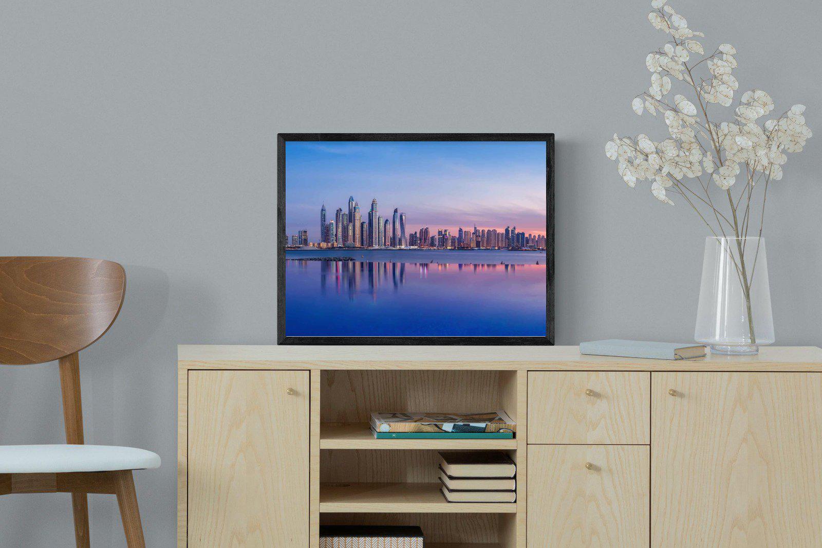 Dubai Skyline-Wall_Art-60 x 45cm-Mounted Canvas-Black-Pixalot