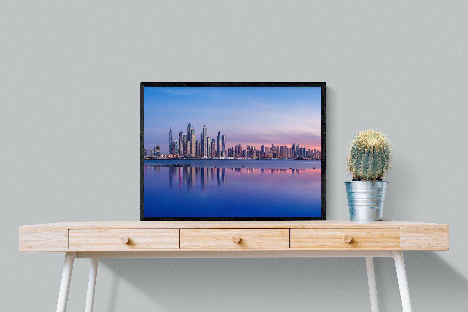 Dubai Skyline-Wall_Art-80 x 60cm-Mounted Canvas-Black-Pixalot