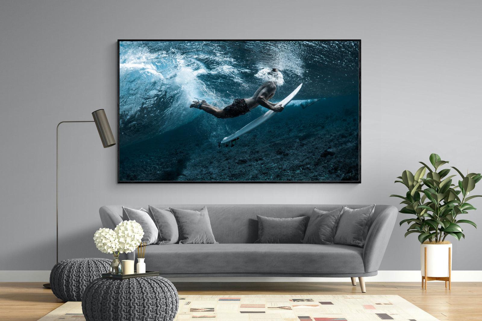 Duck the Wave-Wall_Art-220 x 130cm-Mounted Canvas-Black-Pixalot