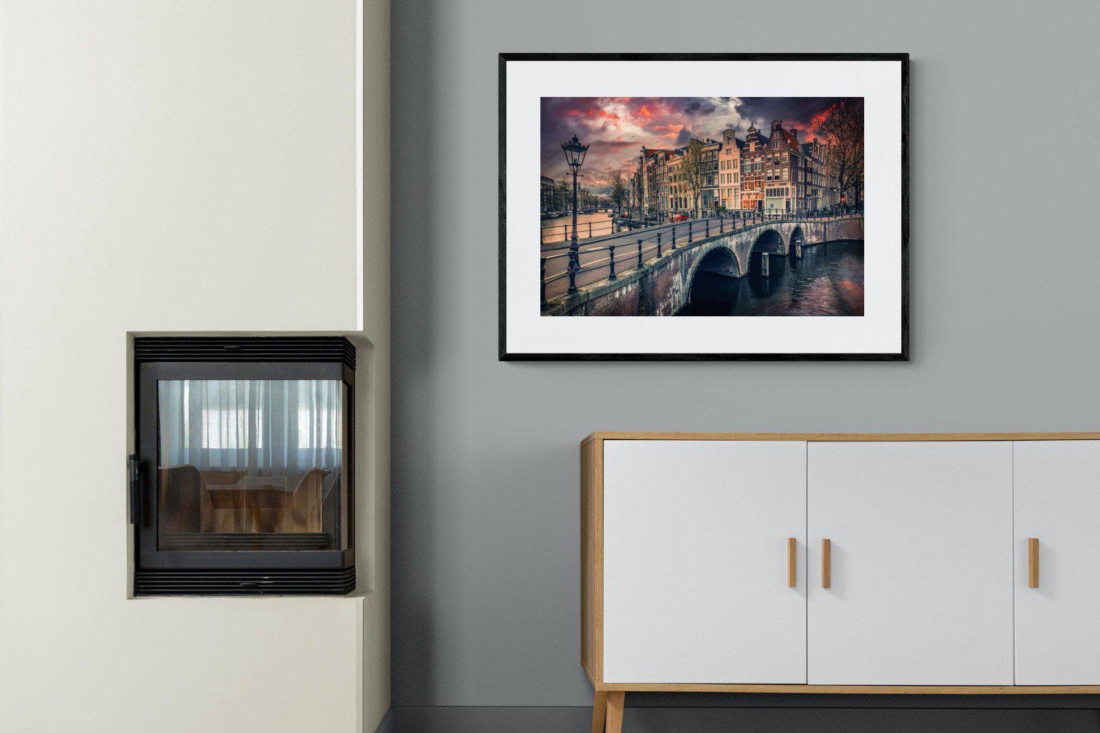 Dusky Amsterdam-Wall_Art-100 x 75cm-Framed Print-Black-Pixalot