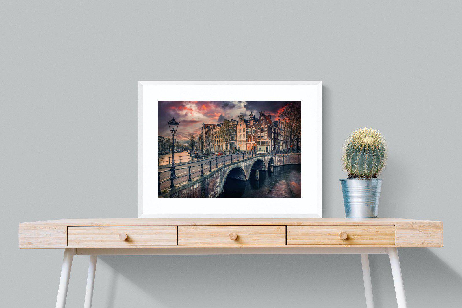 Dusky Amsterdam-Wall_Art-80 x 60cm-Framed Print-White-Pixalot