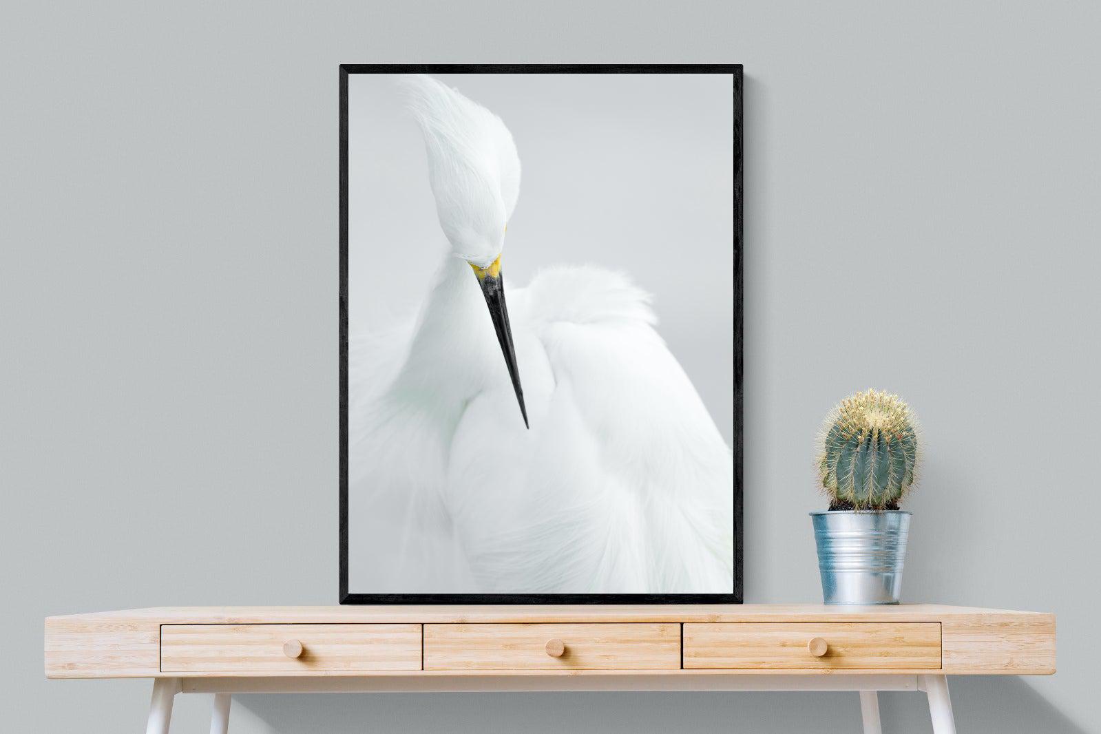 Egret-Wall_Art-75 x 100cm-Mounted Canvas-Black-Pixalot