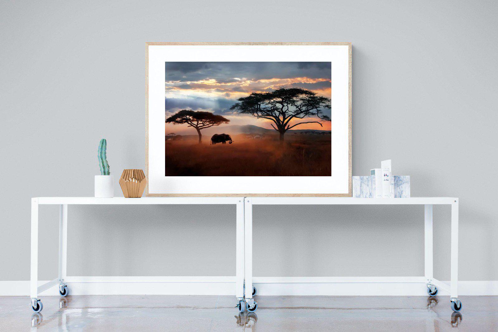 Ele at Dusk-Wall_Art-120 x 90cm-Framed Print-Wood-Pixalot