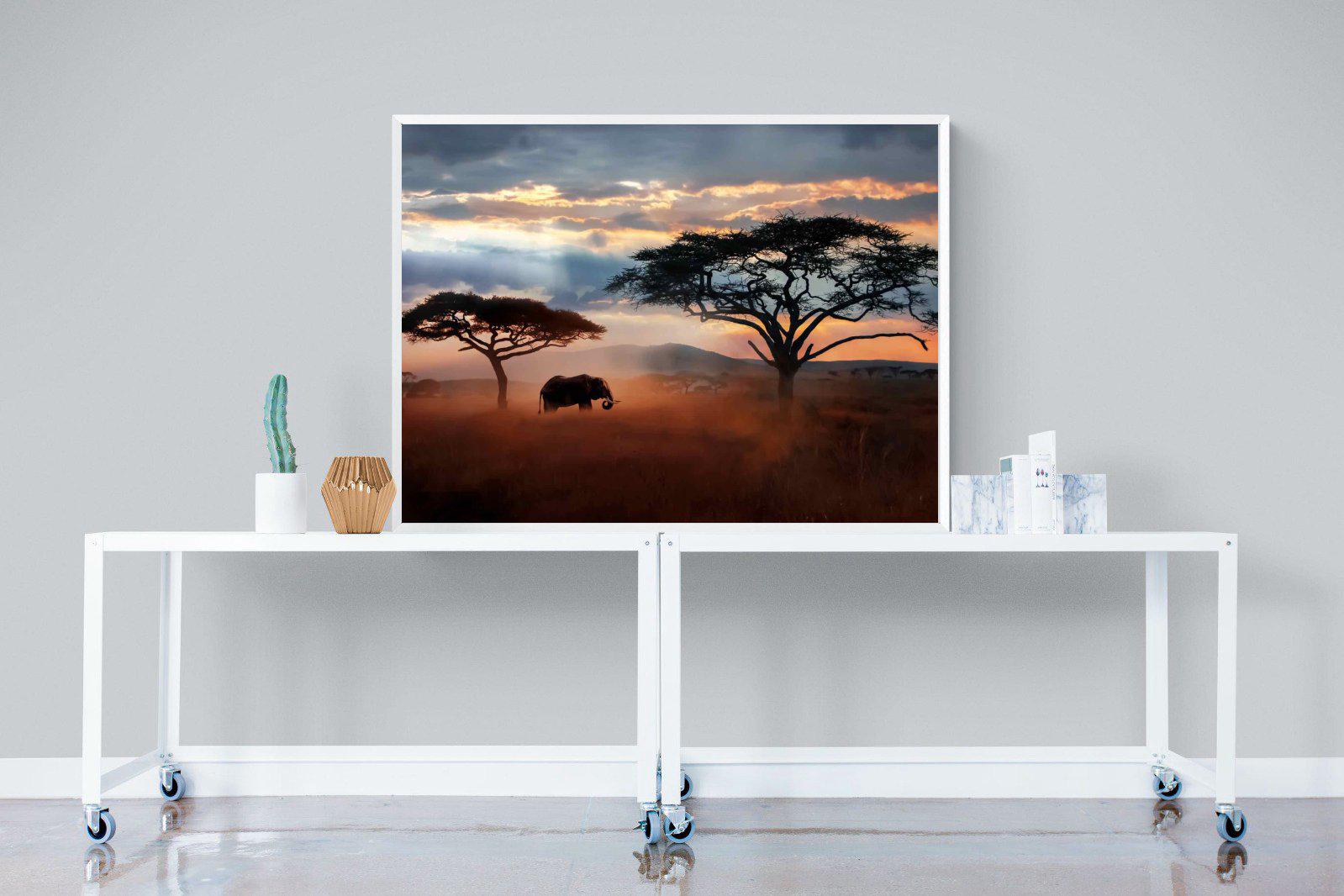 Ele at Dusk-Wall_Art-120 x 90cm-Mounted Canvas-White-Pixalot