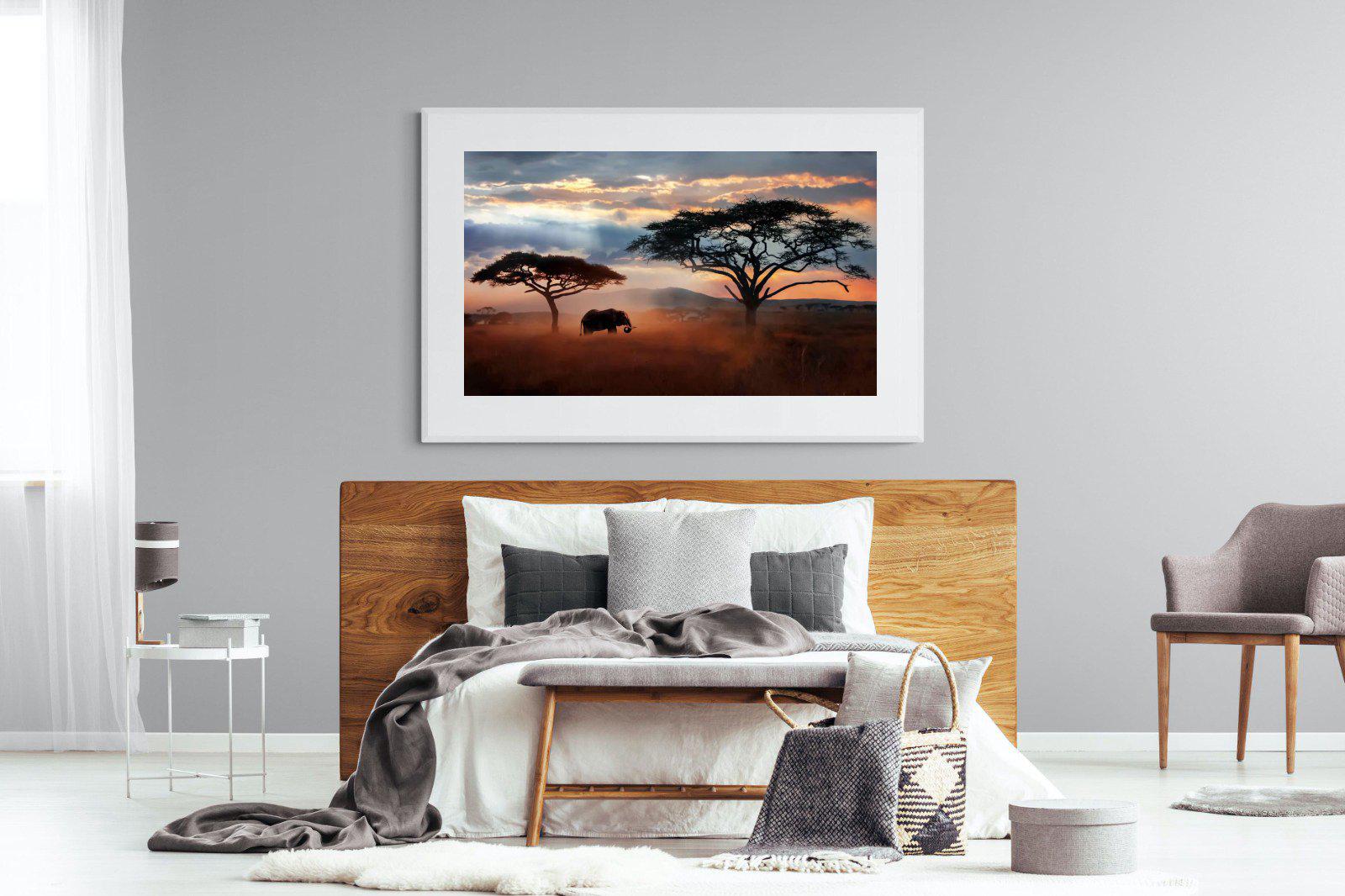 Ele at Dusk-Wall_Art-150 x 100cm-Framed Print-White-Pixalot