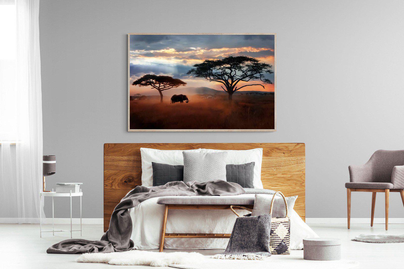 Ele at Dusk-Wall_Art-150 x 100cm-Mounted Canvas-Wood-Pixalot