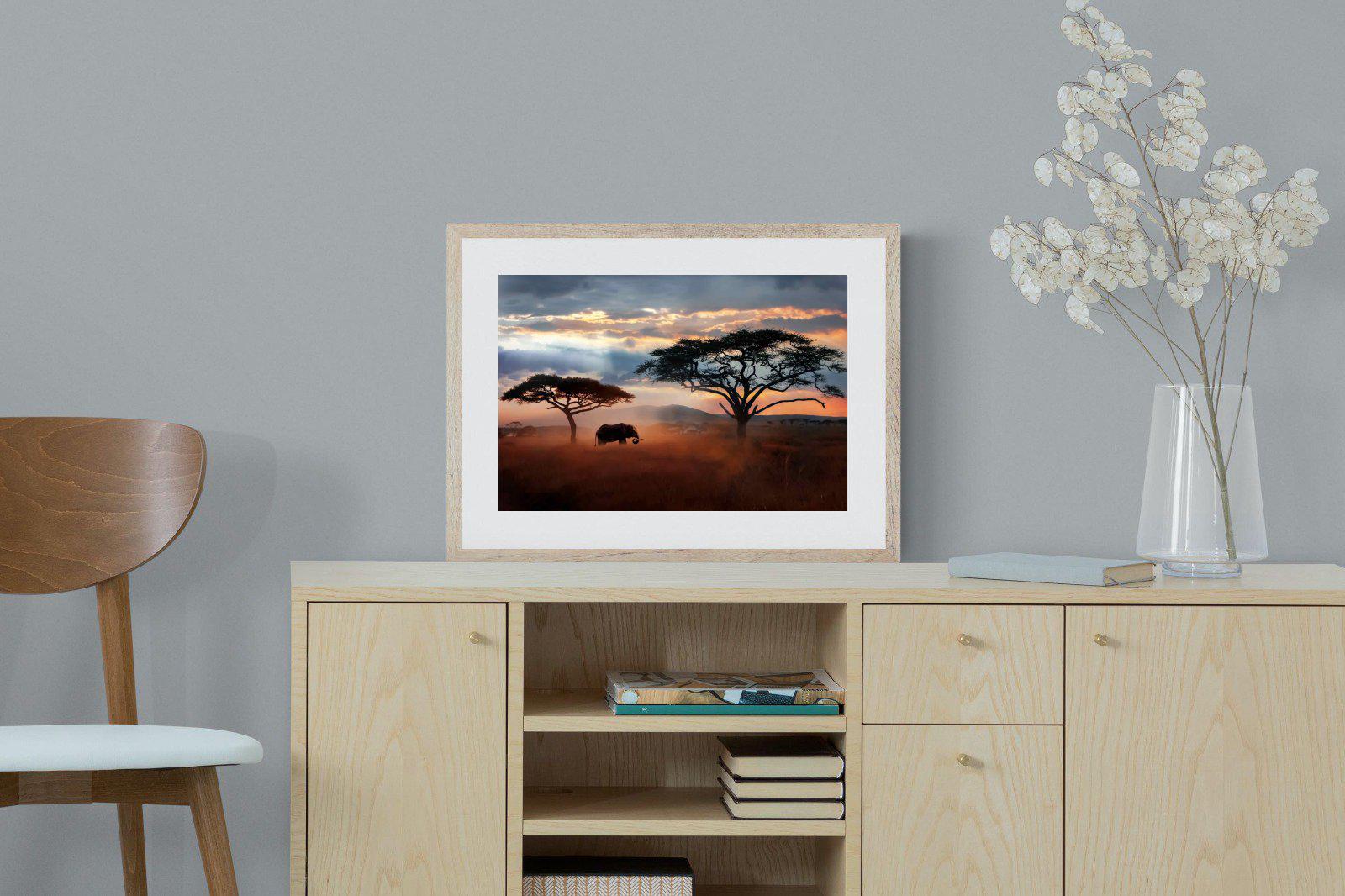 Ele at Dusk-Wall_Art-60 x 45cm-Framed Print-Wood-Pixalot