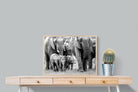 Elephant Family-Wall_Art-80 x 60cm-Mounted Canvas-Wood-Pixalot