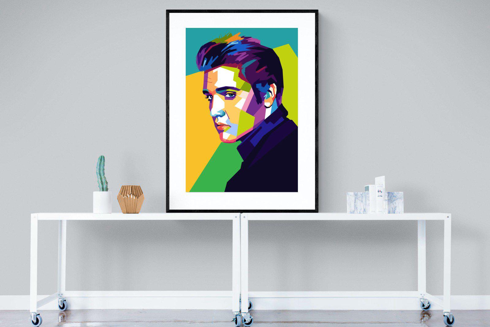 Elvis-Wall_Art-90 x 120cm-Framed Print-Black-Pixalot