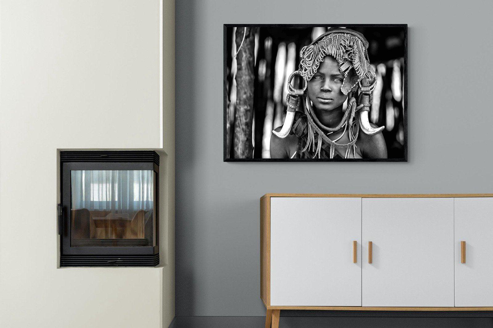 Ethiopian-Wall_Art-100 x 75cm-Mounted Canvas-Black-Pixalot