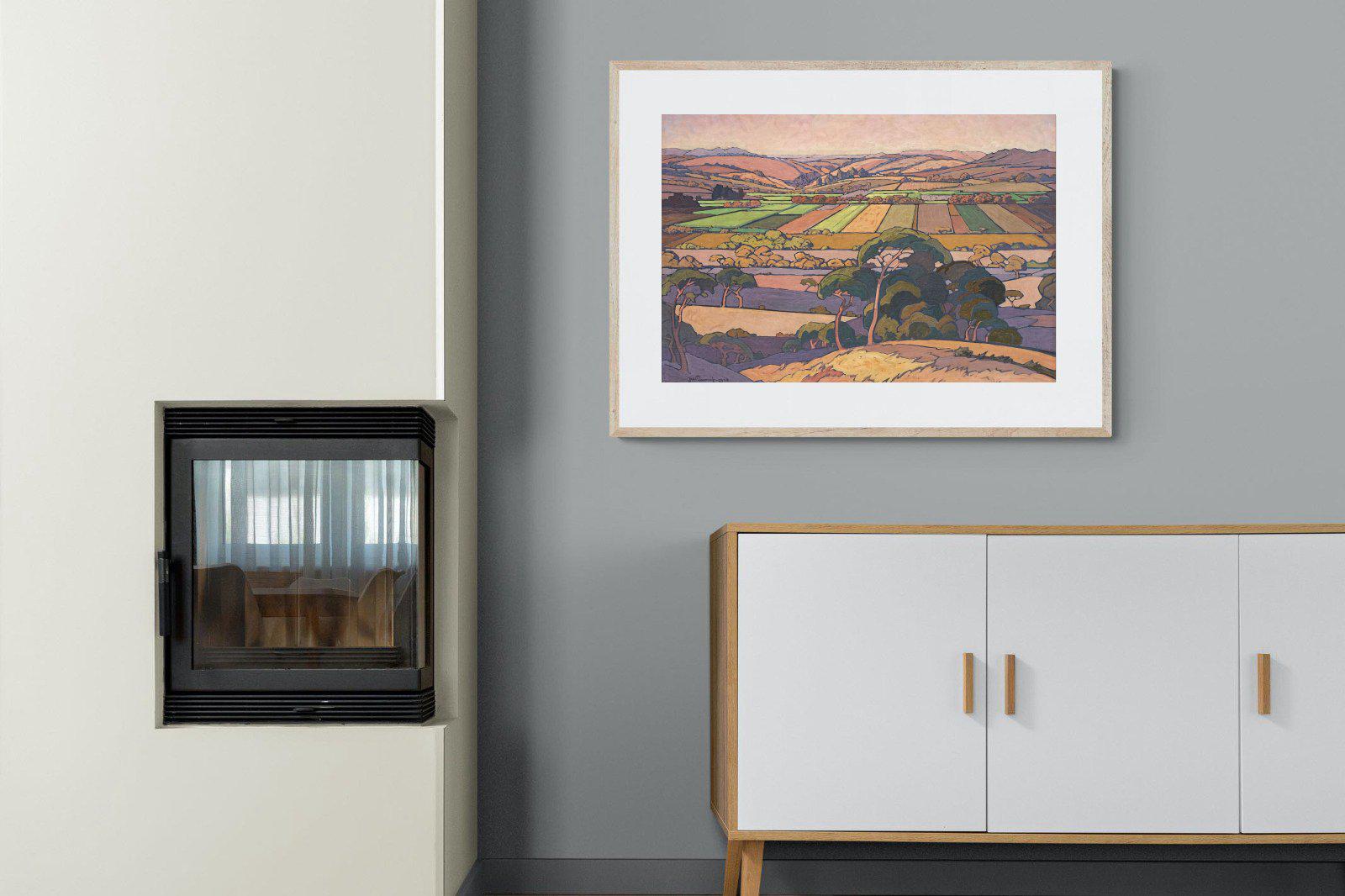 Extensive Landscape with Farmlands-Wall_Art-100 x 75cm-Framed Print-Wood-Pixalot