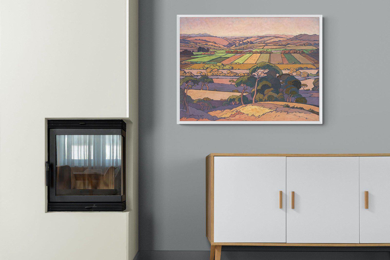 Extensive Landscape with Farmlands-Wall_Art-100 x 75cm-Mounted Canvas-White-Pixalot