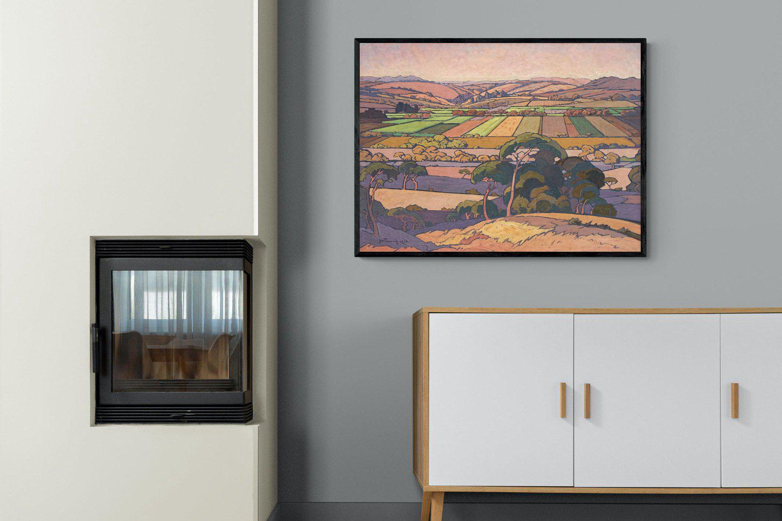 Extensive Landscape with Farmlands-Wall_Art-100 x 75cm-Mounted Canvas-Black-Pixalot