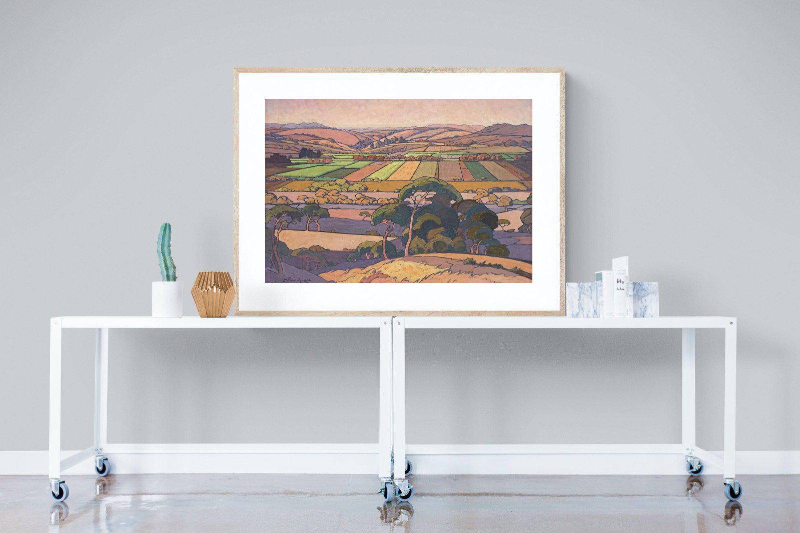 Extensive Landscape with Farmlands-Wall_Art-120 x 90cm-Framed Print-Wood-Pixalot