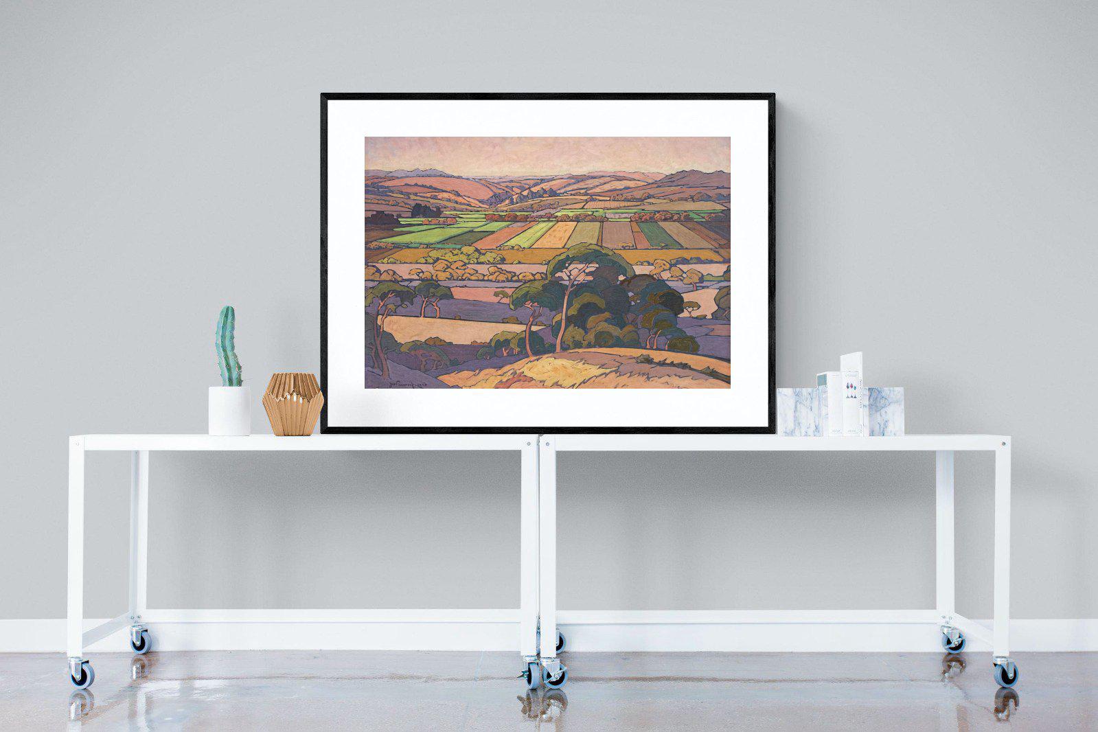 Extensive Landscape with Farmlands-Wall_Art-120 x 90cm-Framed Print-Black-Pixalot