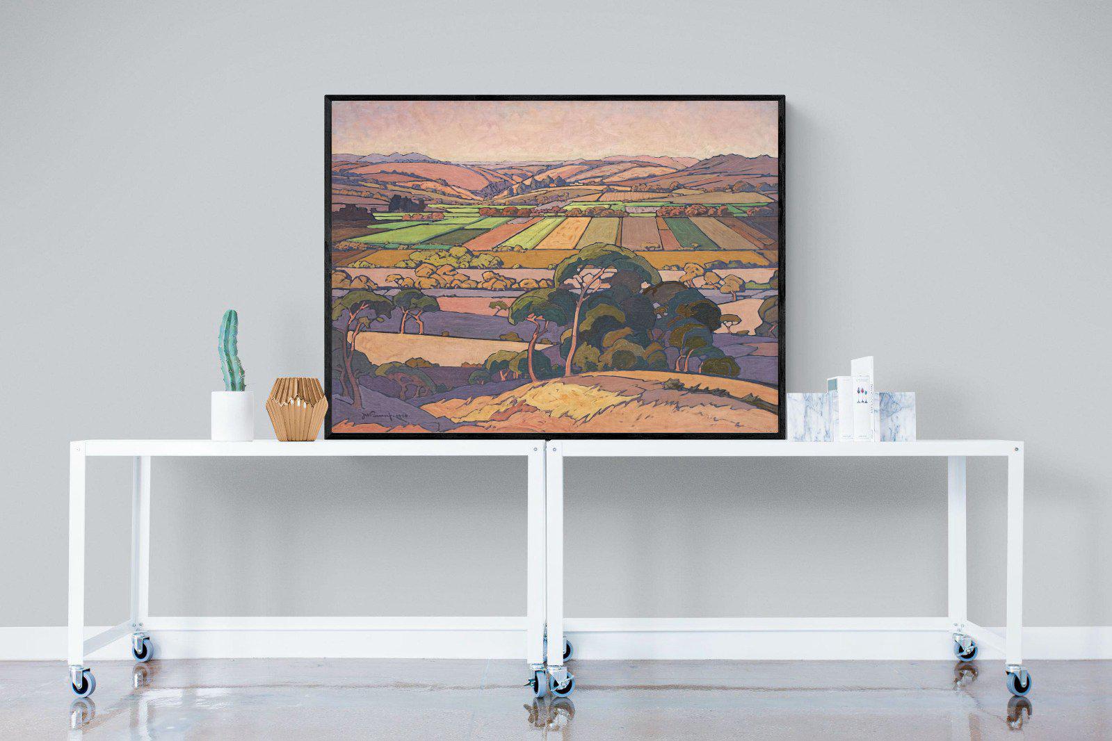 Extensive Landscape with Farmlands-Wall_Art-120 x 90cm-Mounted Canvas-Black-Pixalot