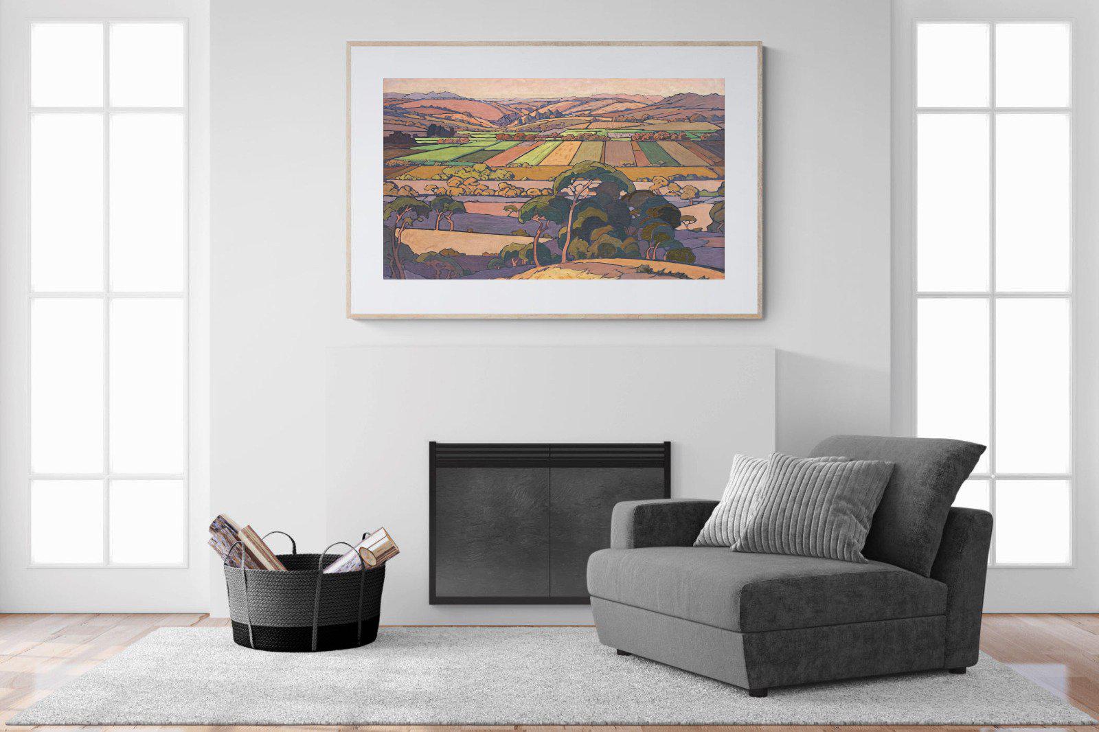 Extensive Landscape with Farmlands-Wall_Art-150 x 100cm-Framed Print-Wood-Pixalot