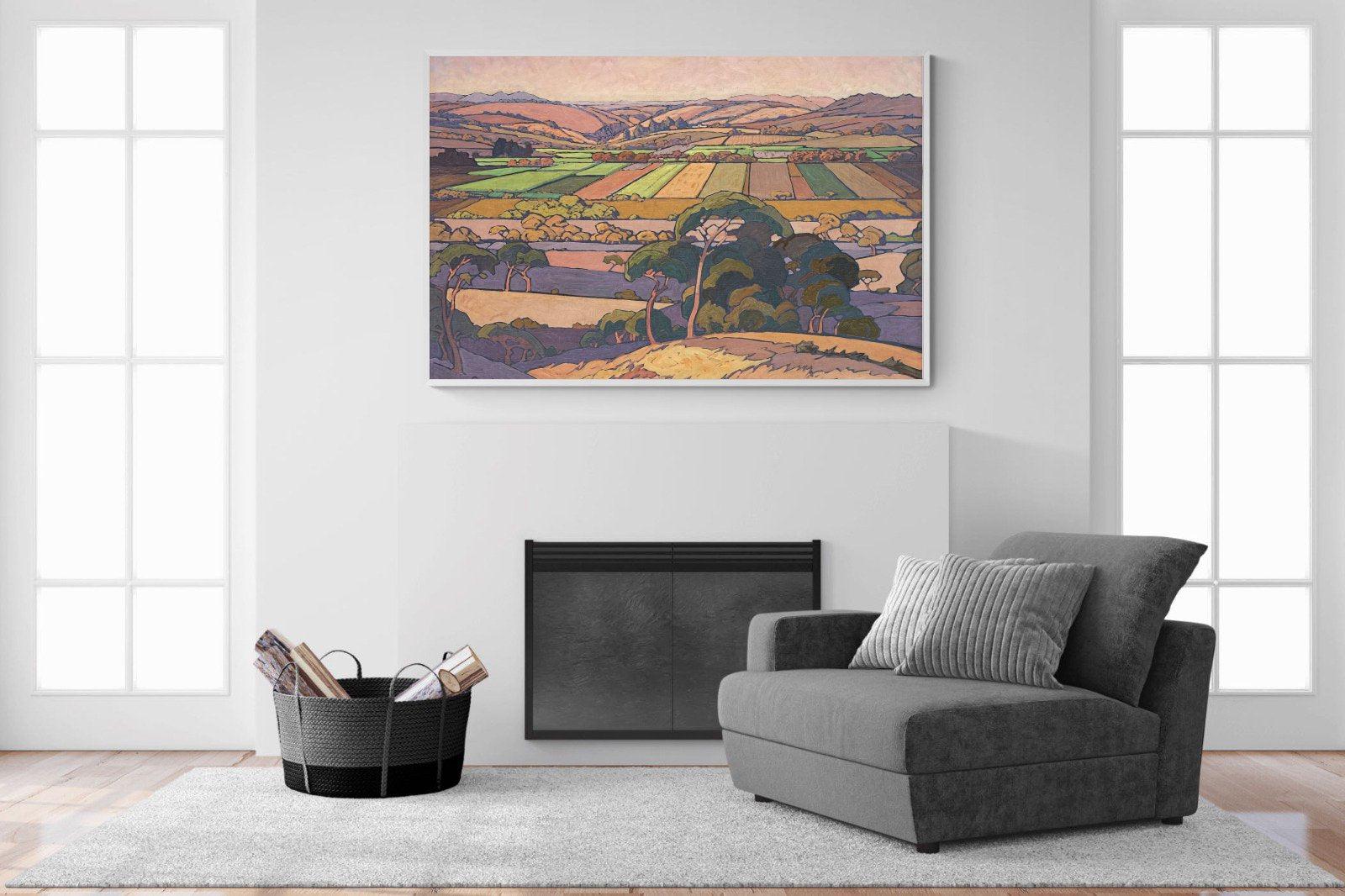 Extensive Landscape with Farmlands-Wall_Art-150 x 100cm-Mounted Canvas-White-Pixalot