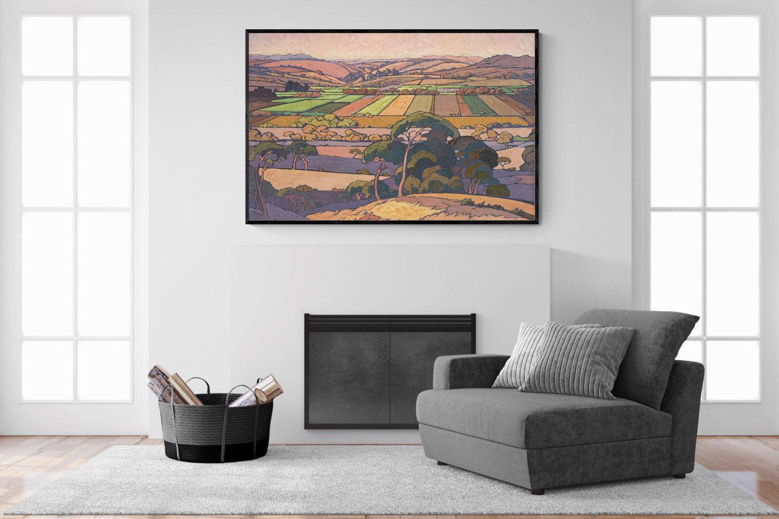 Extensive Landscape with Farmlands-Wall_Art-150 x 100cm-Mounted Canvas-Black-Pixalot