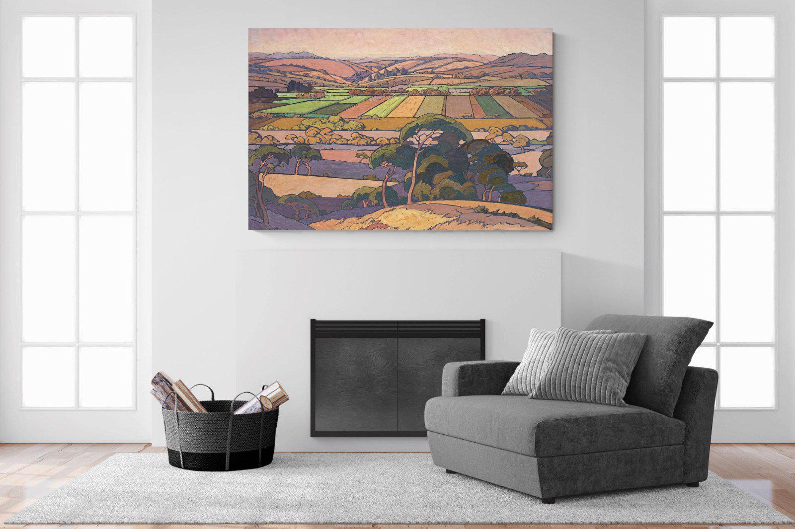 Extensive Landscape with Farmlands-Wall_Art-150 x 100cm-Mounted Canvas-No Frame-Pixalot