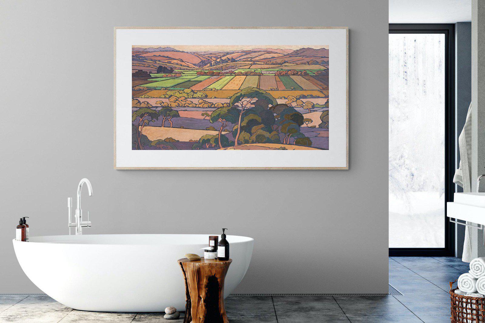 Extensive Landscape with Farmlands-Wall_Art-180 x 110cm-Framed Print-Wood-Pixalot