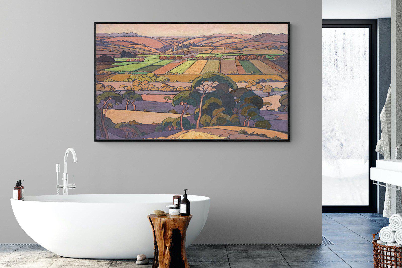 Extensive Landscape with Farmlands-Wall_Art-180 x 110cm-Mounted Canvas-Black-Pixalot