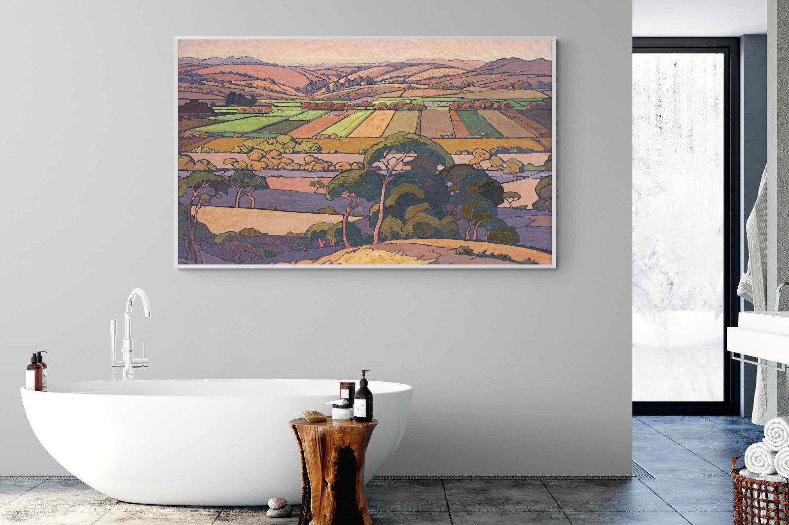 Extensive Landscape with Farmlands-Wall_Art-180 x 110cm-Mounted Canvas-White-Pixalot
