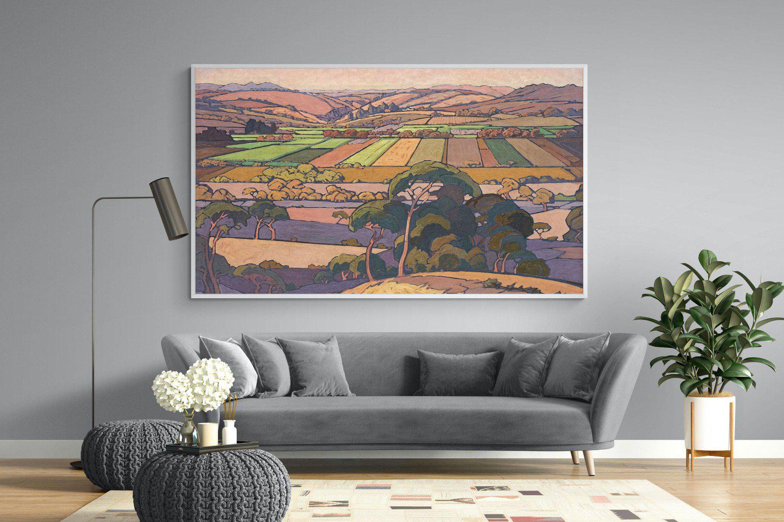 Extensive Landscape with Farmlands-Wall_Art-220 x 130cm-Mounted Canvas-White-Pixalot