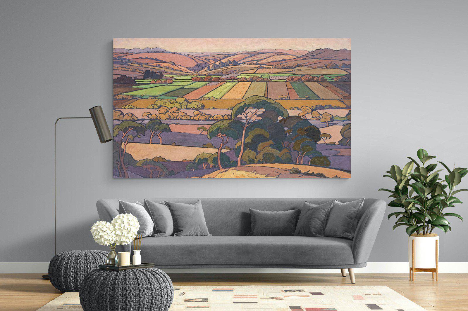 Extensive Landscape with Farmlands-Wall_Art-220 x 130cm-Mounted Canvas-No Frame-Pixalot