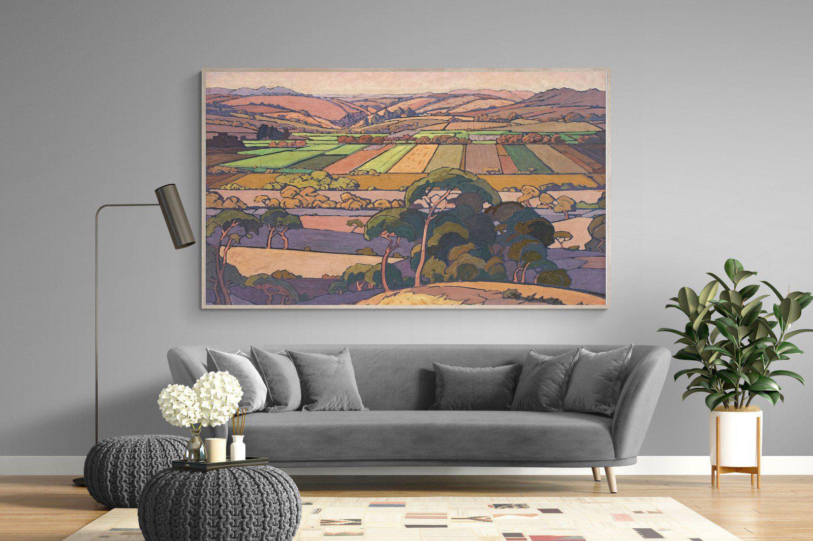 Extensive Landscape with Farmlands-Wall_Art-220 x 130cm-Mounted Canvas-Wood-Pixalot