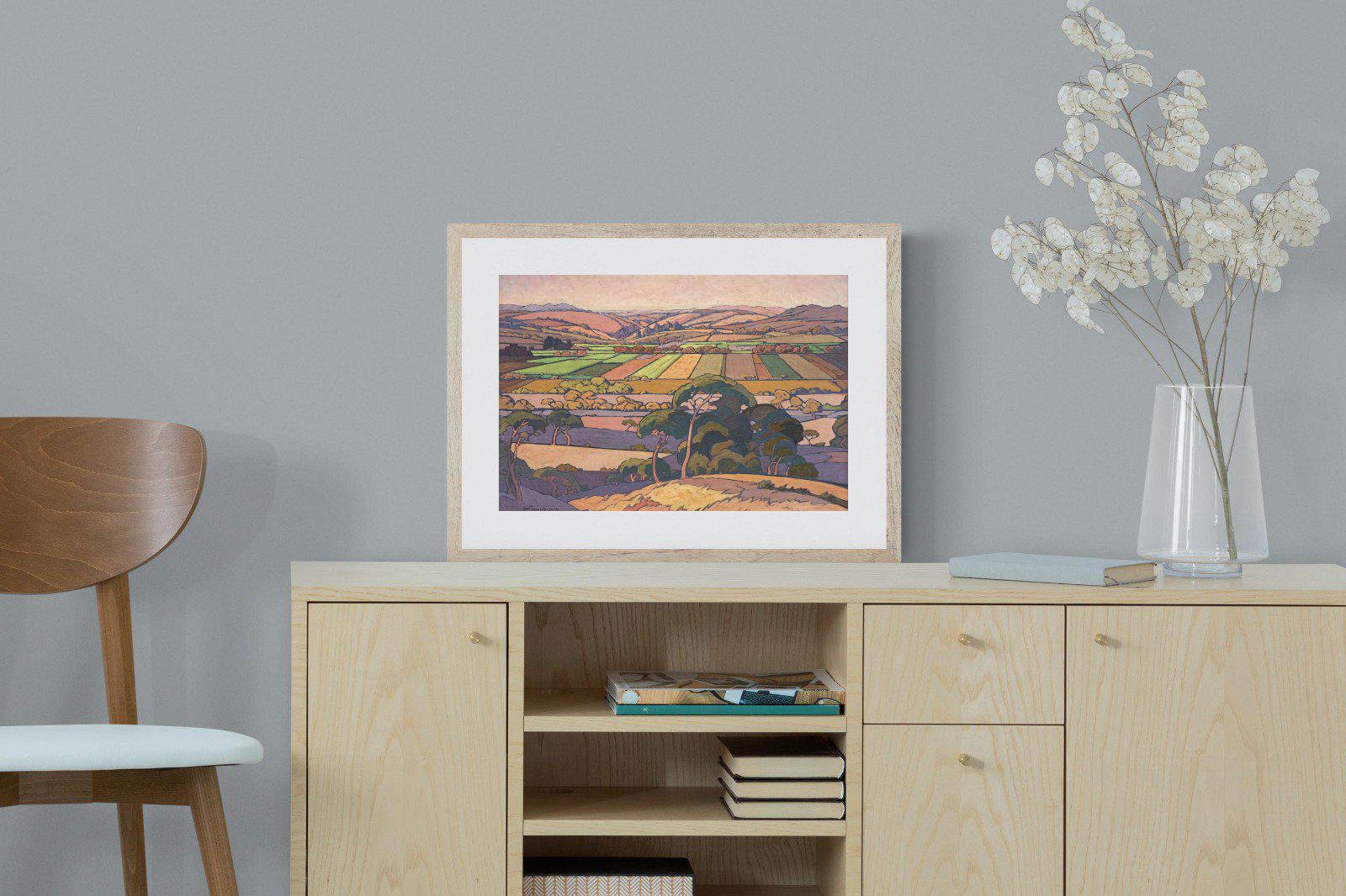 Extensive Landscape with Farmlands-Wall_Art-60 x 45cm-Framed Print-Wood-Pixalot