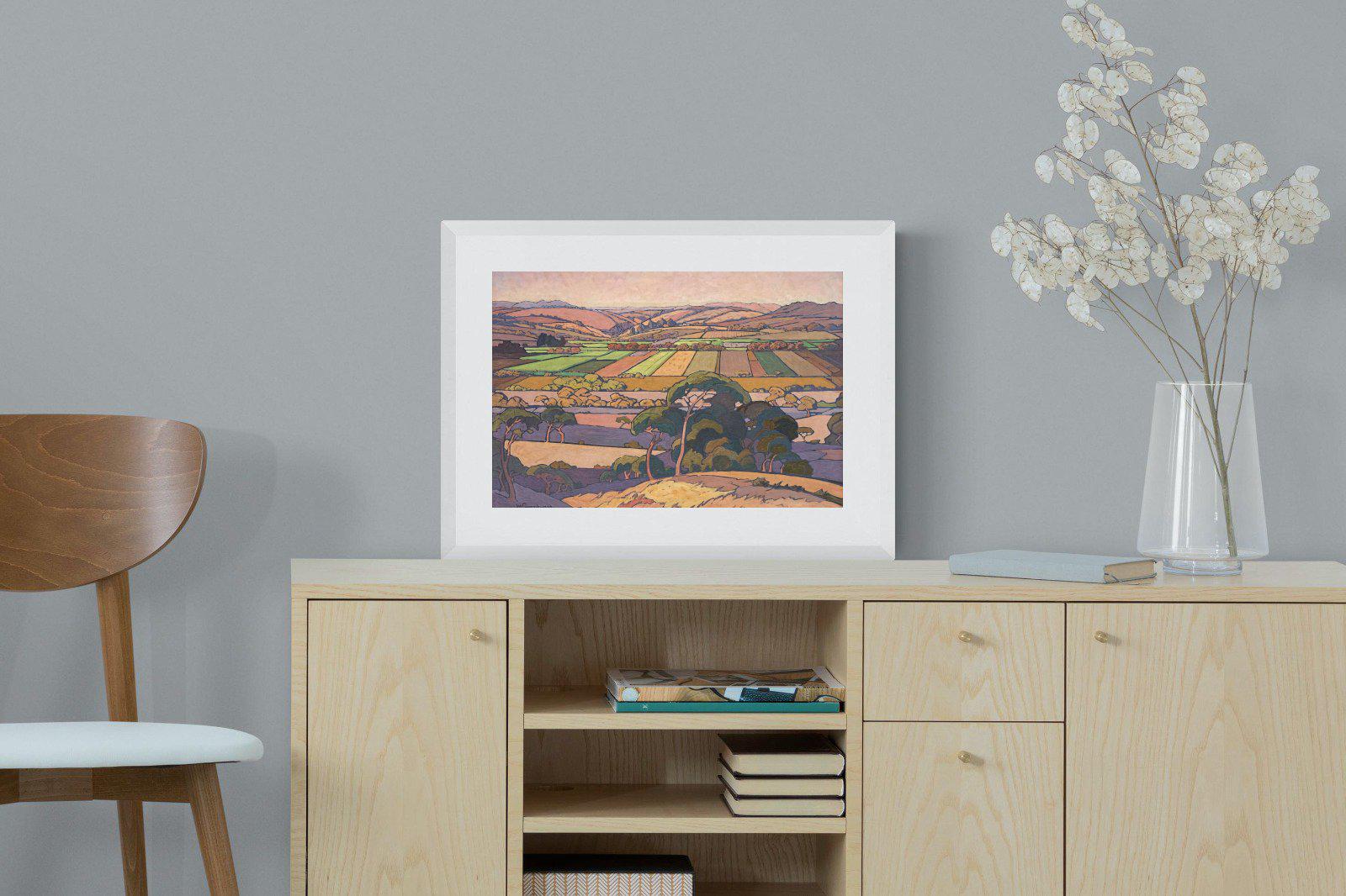Extensive Landscape with Farmlands-Wall_Art-60 x 45cm-Framed Print-White-Pixalot