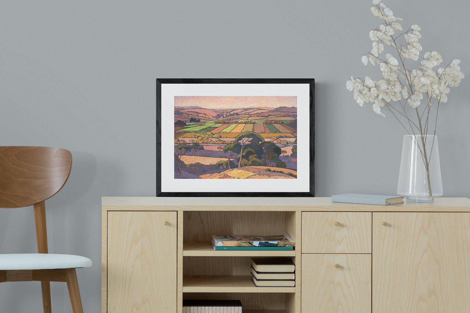 Extensive Landscape with Farmlands-Wall_Art-60 x 45cm-Framed Print-Black-Pixalot