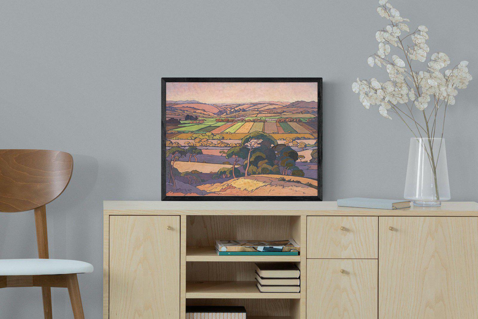 Extensive Landscape with Farmlands-Wall_Art-60 x 45cm-Mounted Canvas-Black-Pixalot
