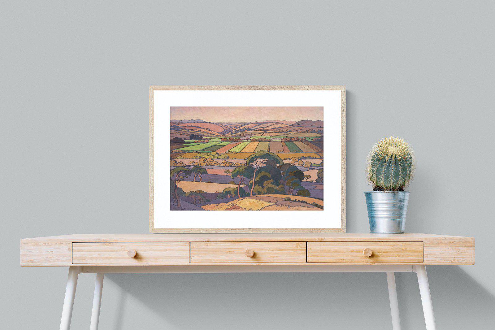 Extensive Landscape with Farmlands-Wall_Art-80 x 60cm-Framed Print-Wood-Pixalot
