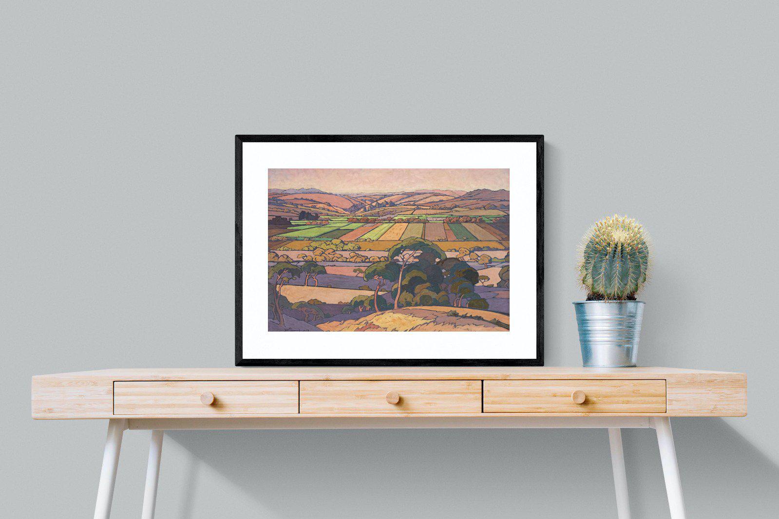 Extensive Landscape with Farmlands-Wall_Art-80 x 60cm-Framed Print-Black-Pixalot