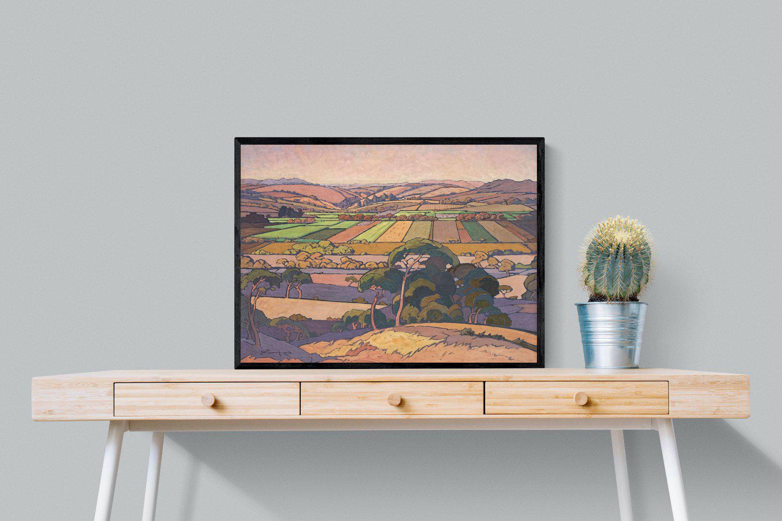 Extensive Landscape with Farmlands-Wall_Art-80 x 60cm-Mounted Canvas-Black-Pixalot