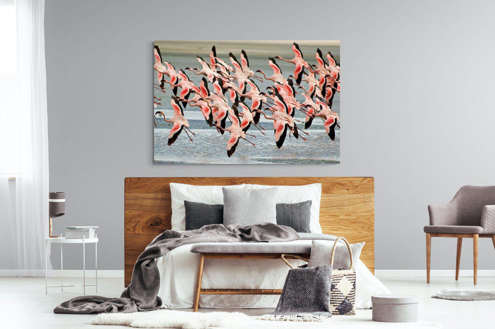 Flamingo Flight-Wall_Art-150 x 100cm-Mounted Canvas-No Frame-Pixalot