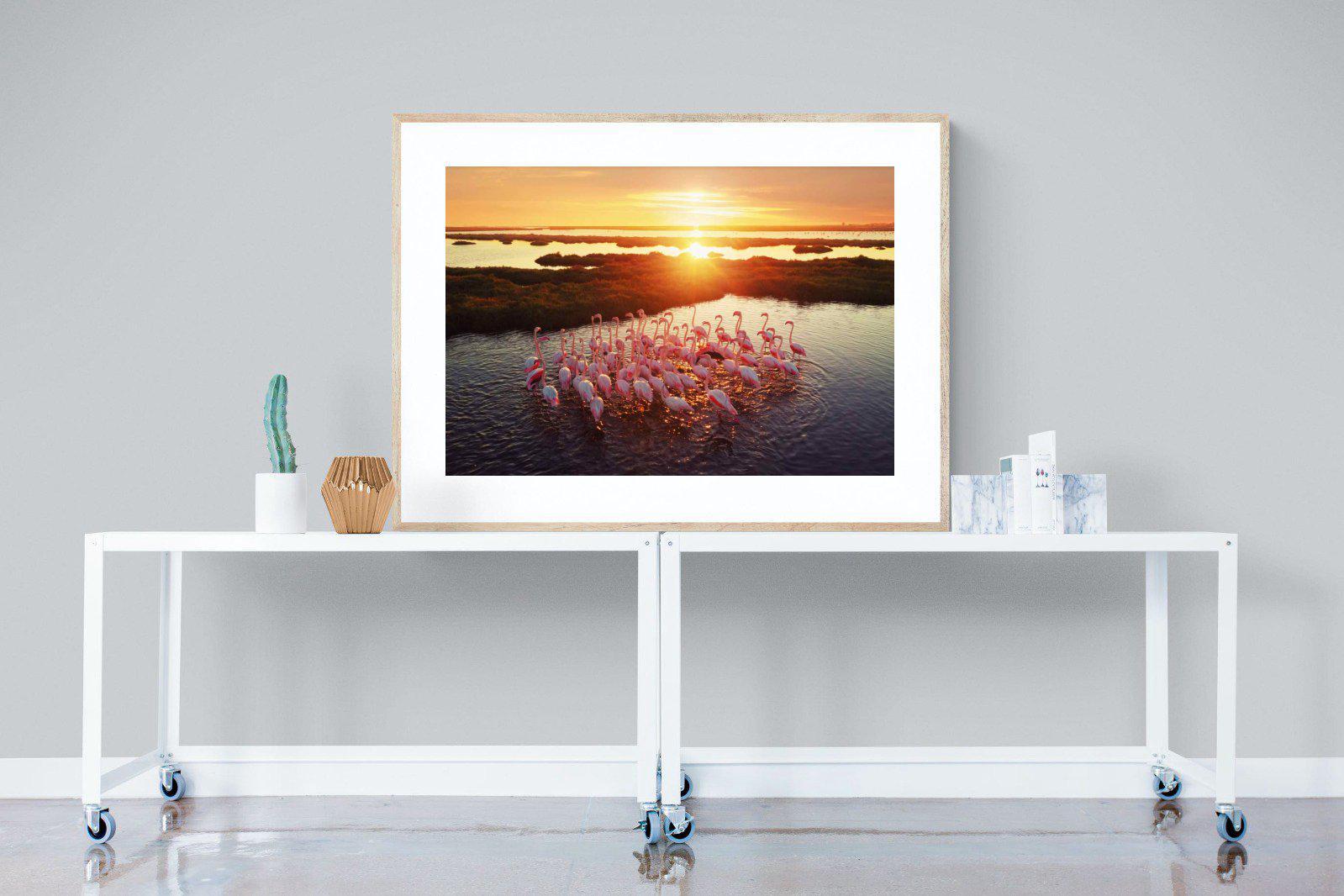 Flamingos-Wall_Art-120 x 90cm-Framed Print-Wood-Pixalot
