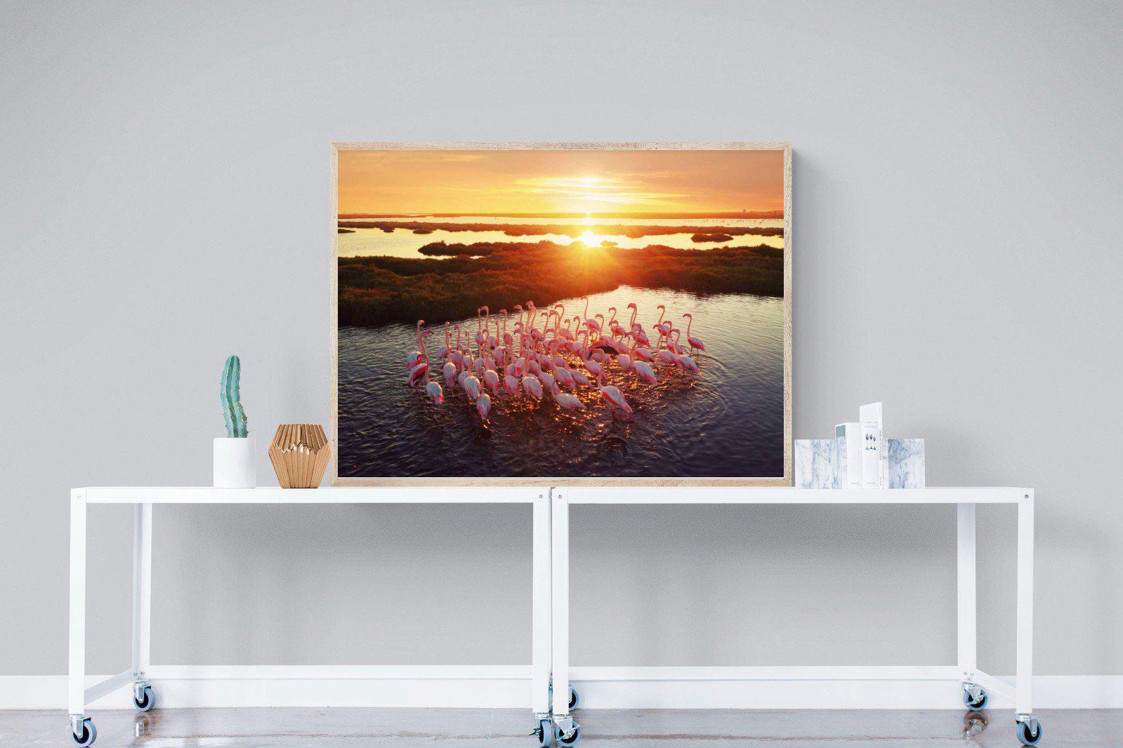 Flamingos-Wall_Art-120 x 90cm-Mounted Canvas-Wood-Pixalot