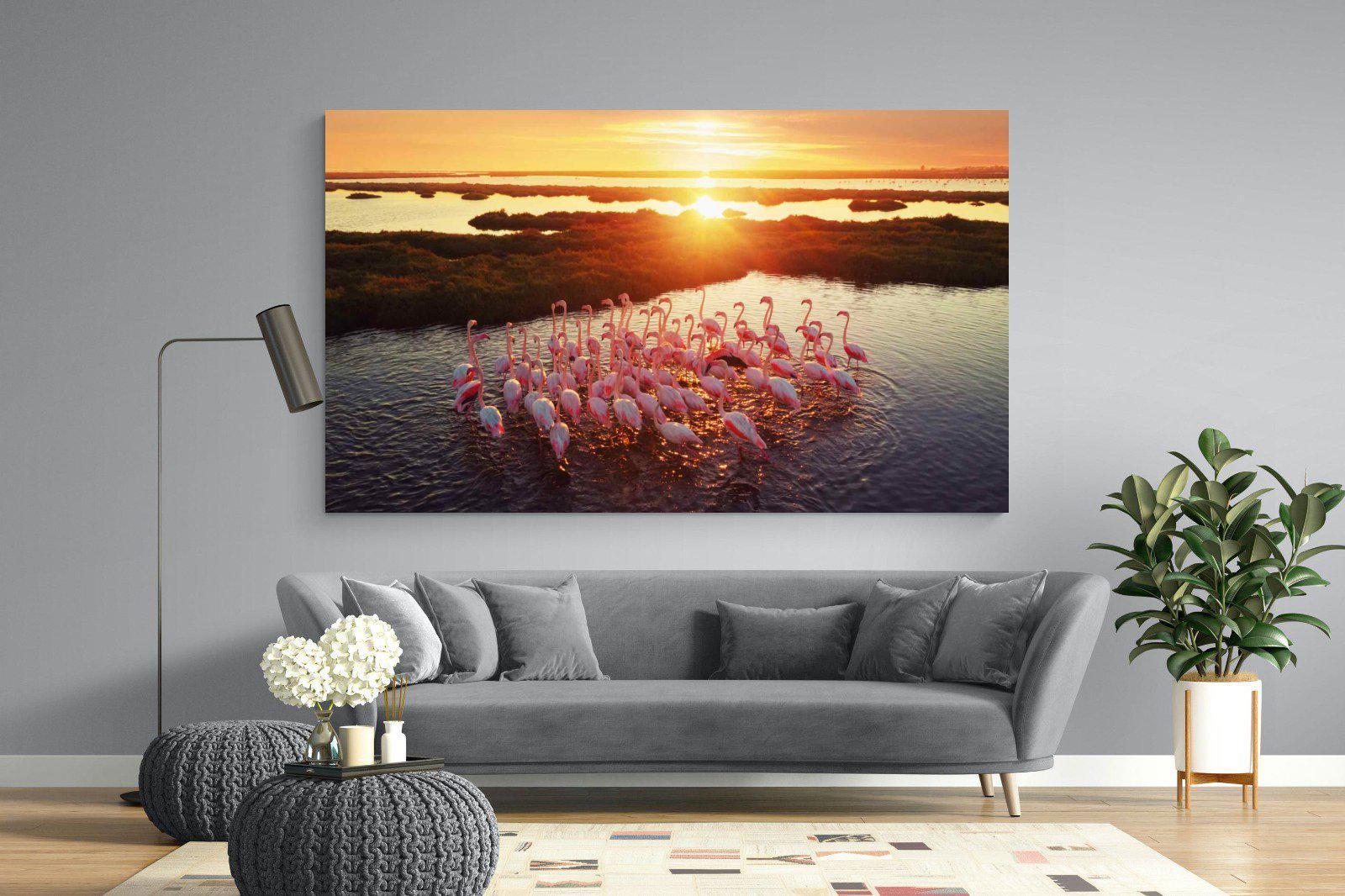 Flamingos-Wall_Art-220 x 130cm-Mounted Canvas-No Frame-Pixalot
