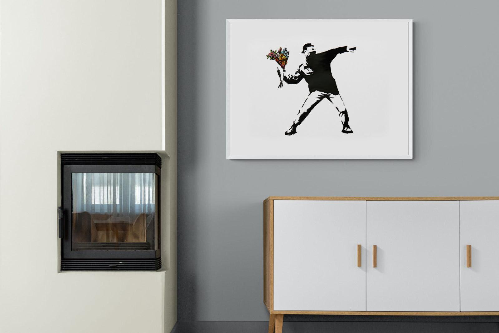Flower Thrower-Wall_Art-100 x 75cm-Mounted Canvas-White-Pixalot