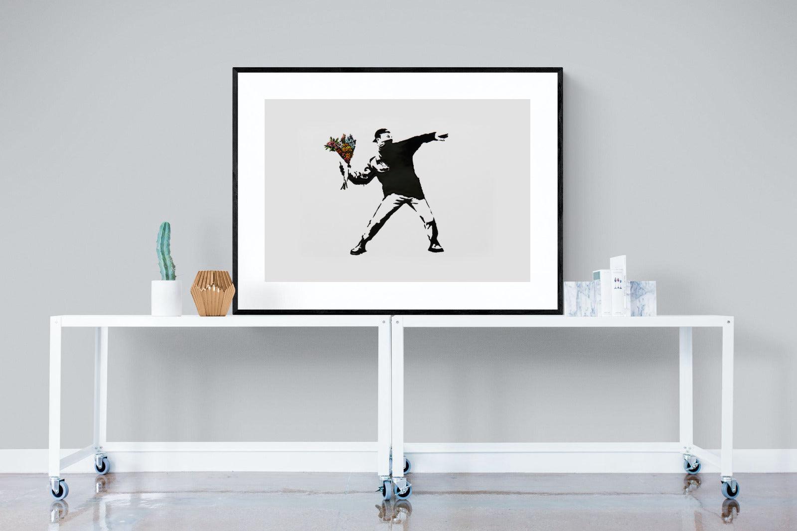 Flower Thrower-Wall_Art-120 x 90cm-Framed Print-Black-Pixalot