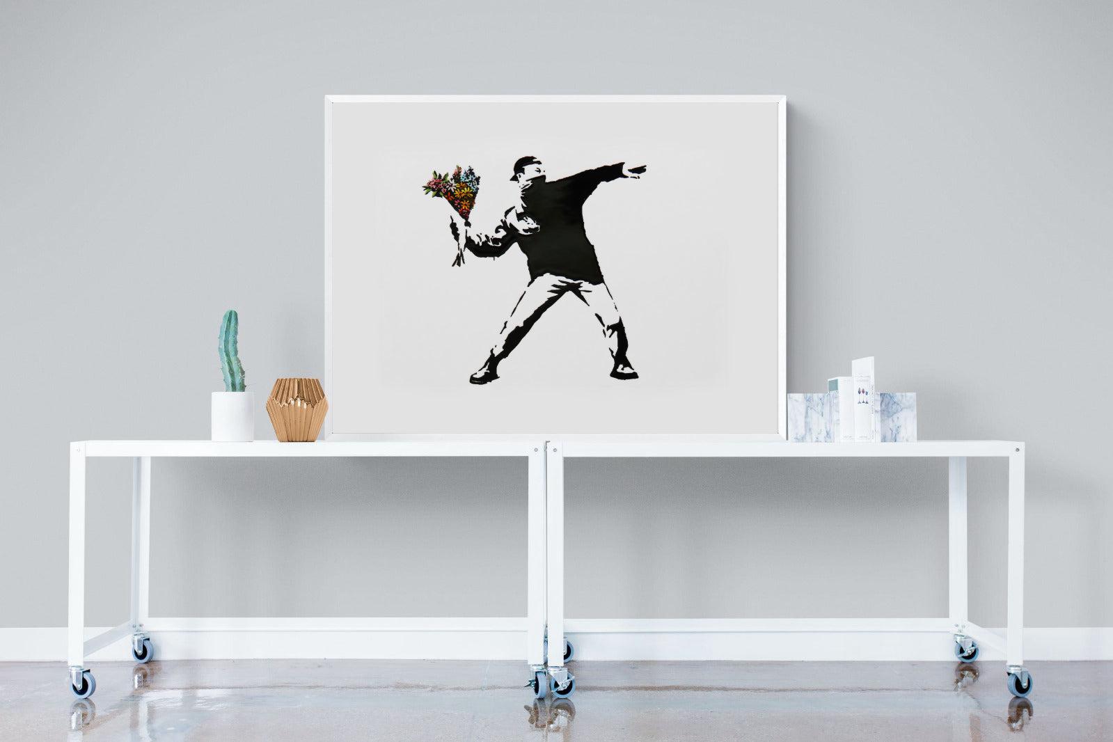 Flower Thrower-Wall_Art-120 x 90cm-Mounted Canvas-White-Pixalot