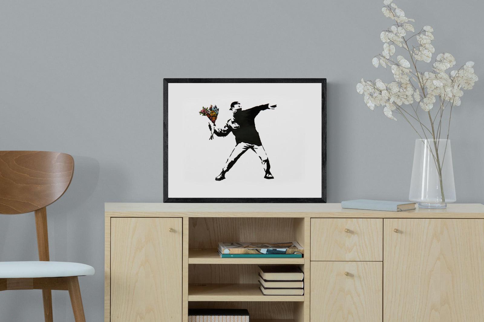 Flower Thrower-Wall_Art-60 x 45cm-Mounted Canvas-Black-Pixalot
