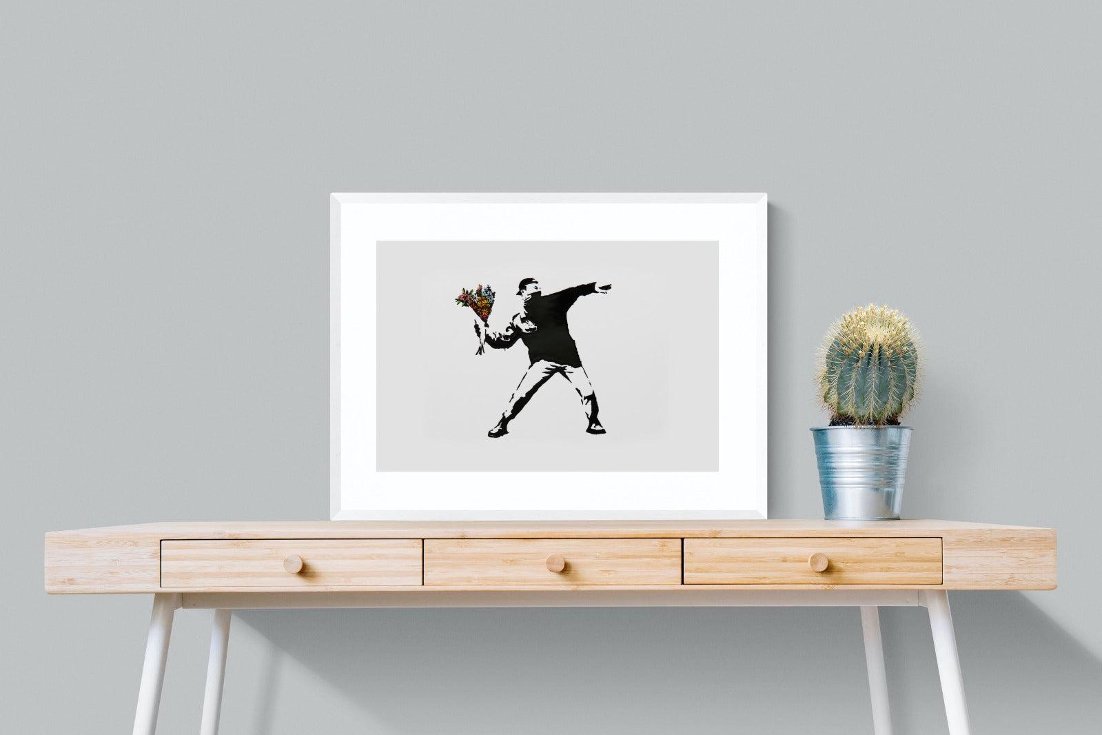 Flower Thrower-Wall_Art-80 x 60cm-Framed Print-White-Pixalot