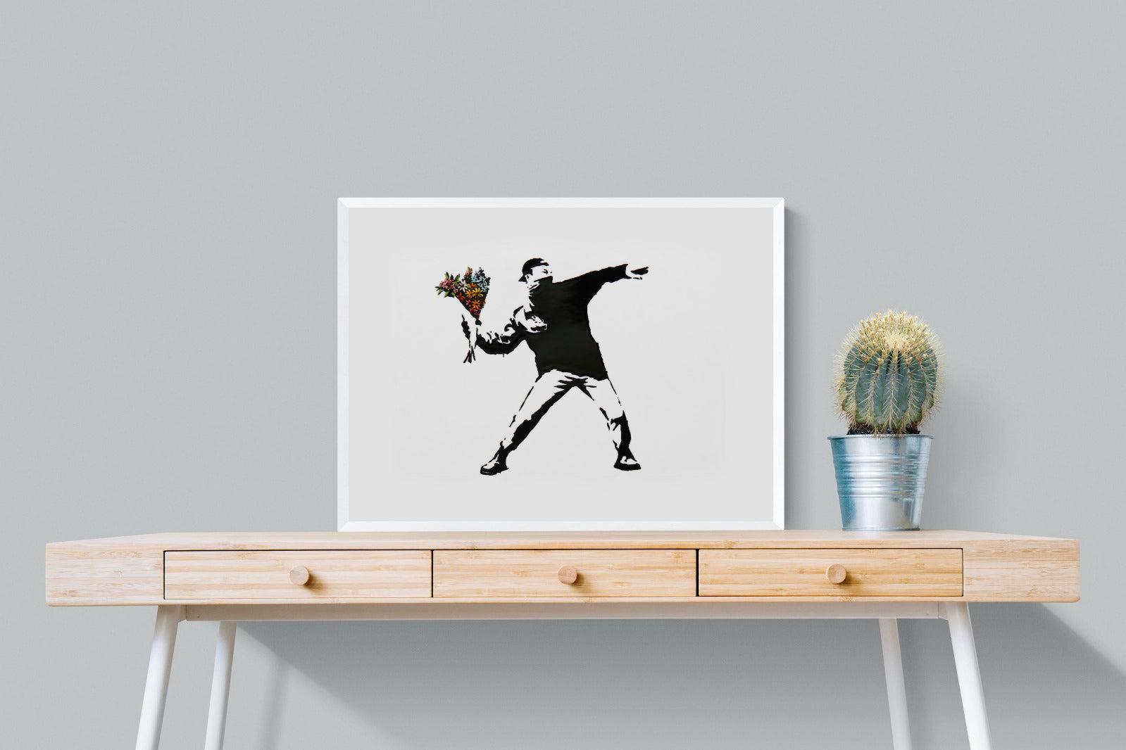 Flower Thrower-Wall_Art-80 x 60cm-Mounted Canvas-White-Pixalot