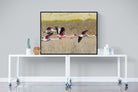 Flying Flamingos-Wall_Art-120 x 90cm-Mounted Canvas-Black-Pixalot